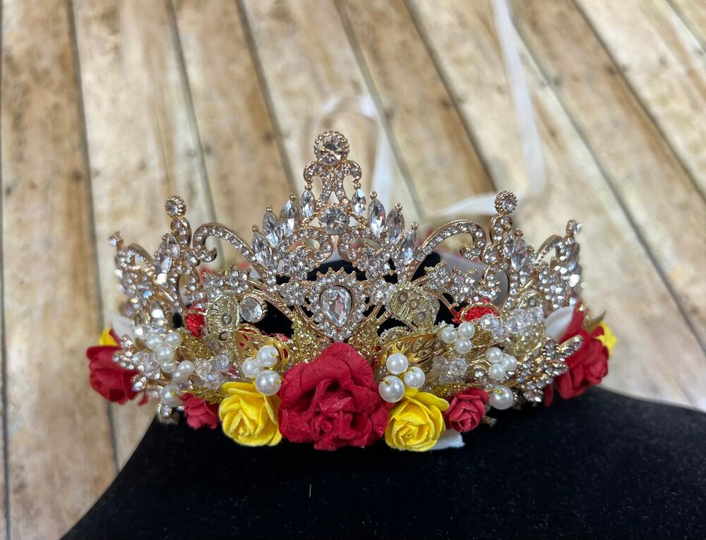 Cs Custom Creations Disney Belle Custom Princess Crown with Adjustable Tie Back